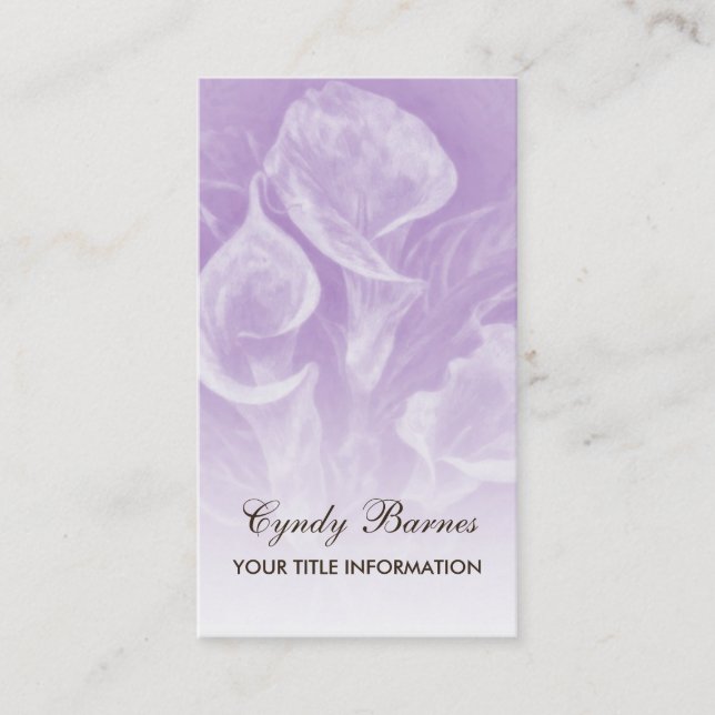Purple Calla Lillies Business Card (Front)