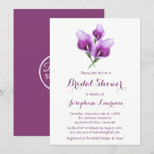 Purple Calla Lily Bridal Shower Invitations