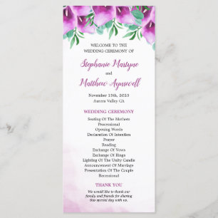 Purple Calla Lily Floral Wedding Ceremony Programme