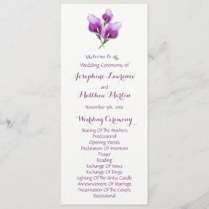 Purple Calla Lily Floral Wedding Ceremony Programs Programme