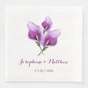 Purple Calla Lily Floral Wedding Napkins