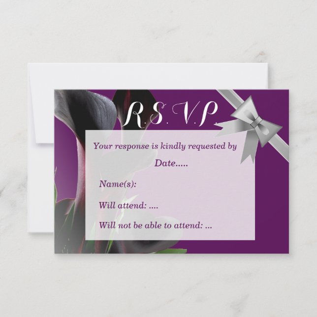 Purple Calla Lily Wedding RSVP Card (Front)