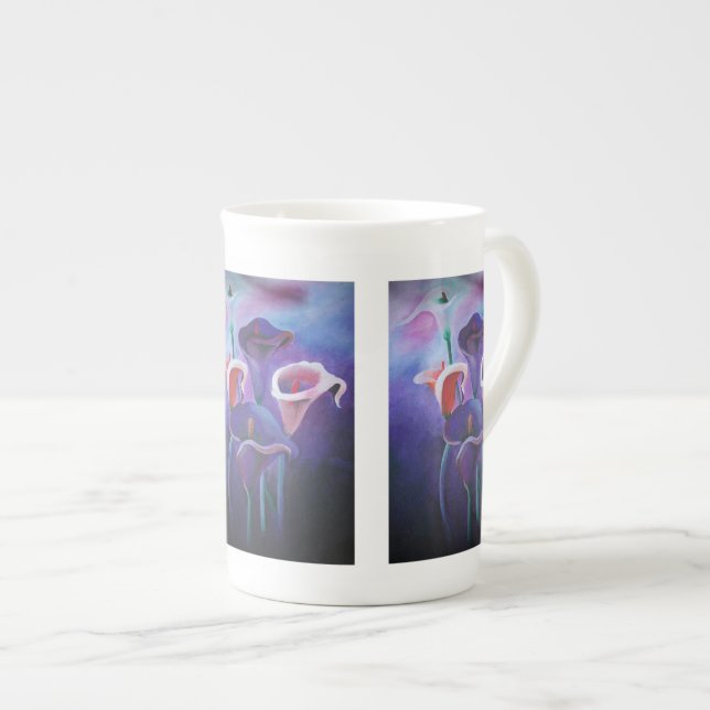 Purple Callas Lilac And Purple Art Bone China Mug (Front Right)