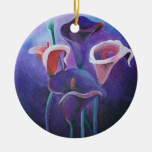 Purple Callas Lilac And Purple Art Ceramic Tree Decoration