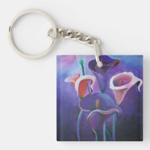 Purple Callas Lilac And Purple Art Key Ring