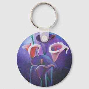 Purple Callas Lilac And Purple Art Key Ring