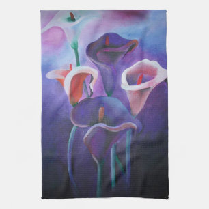 Purple Callas Lilac And Purple Art Tea Towel