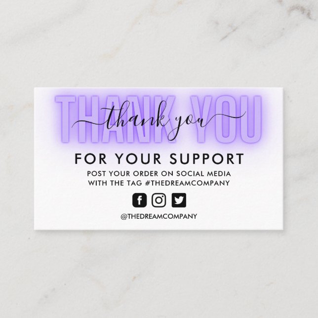  Purple Calligraphy Neon Thank You Media Insert (Front)