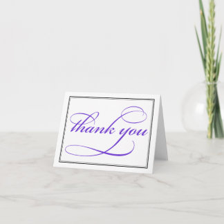 Purple Calligraphy Script Thank You Note Card