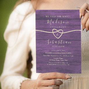 Purple Calligraphy Wedding Reception-Only Invitation