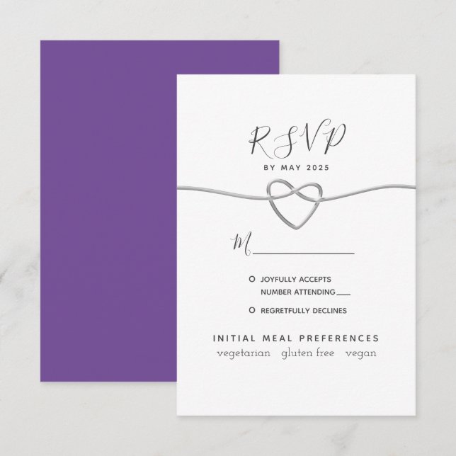 Purple Calligraphy Wedding RSVP Card (Front/Back)