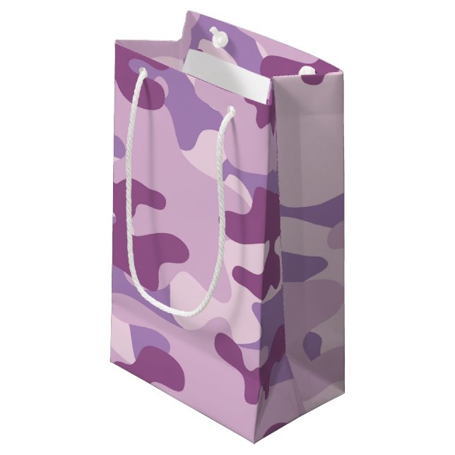 Purple Camo Design Small Gift Bag (Front Angled)