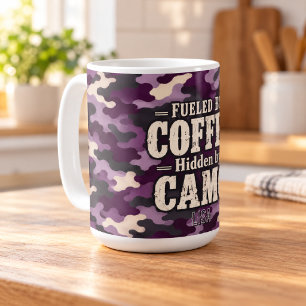 Purple Camo Fuelled by Coffee Hidden by Camo Mug