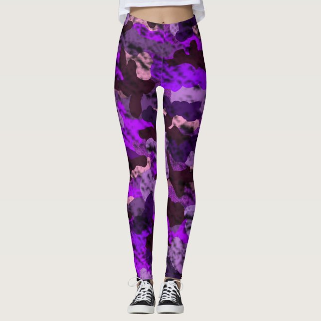 Purple Camo Ladies Leggings (Front)