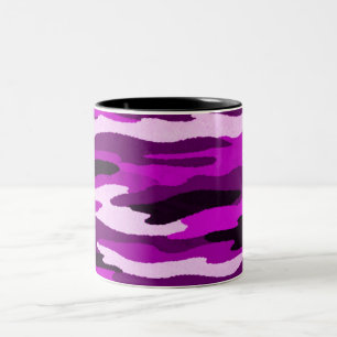 Purple Camo Print Two-Tone Coffee Mug