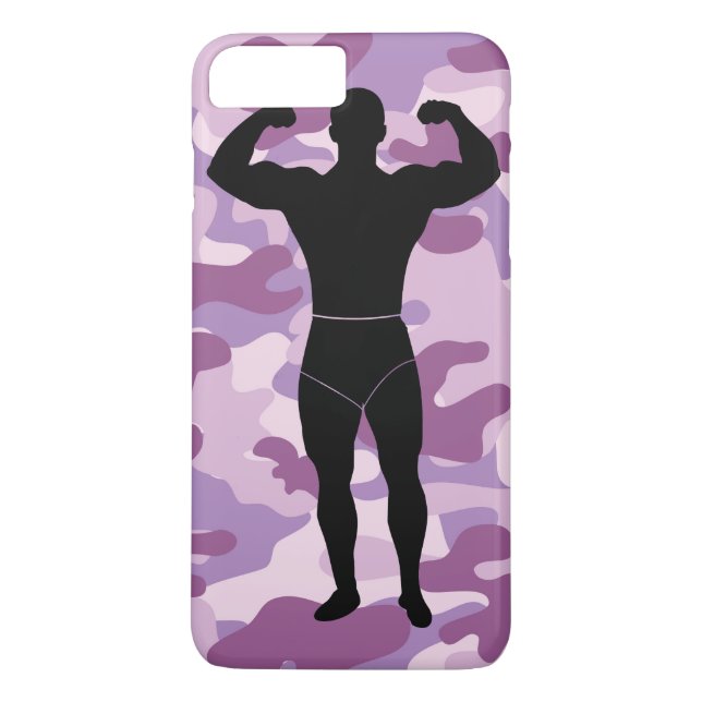 Purple Camo with Bodybuilder Iphone Case (Back)