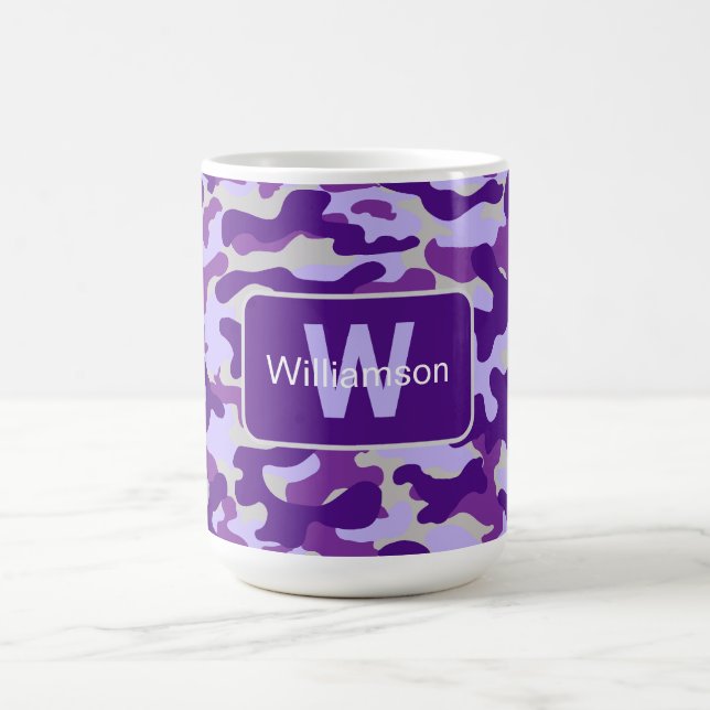 Purple Camo With Personalisation   Coffee Mug (Center)
