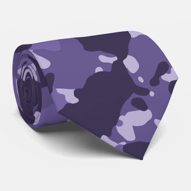 Purple Camouflage Camo Tie (Rolled)