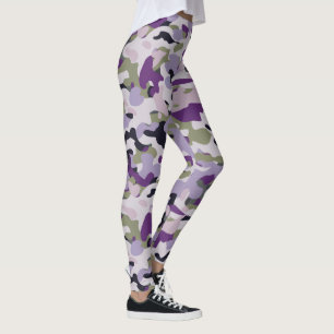 Purple Camouflage Lavender Green Camo Pattern Leggings