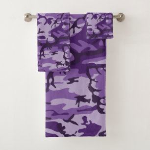 Purple Camouflage, Military, Army Bath Towel Set