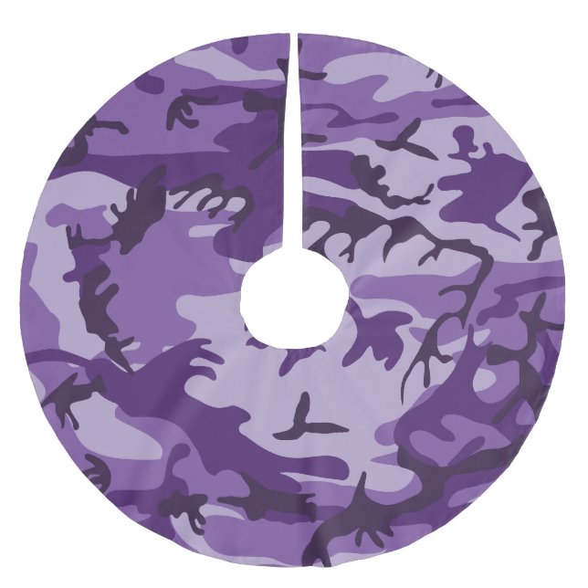 Purple Camouflage, Military, Army Brushed Polyester Tree Skirt (Front)