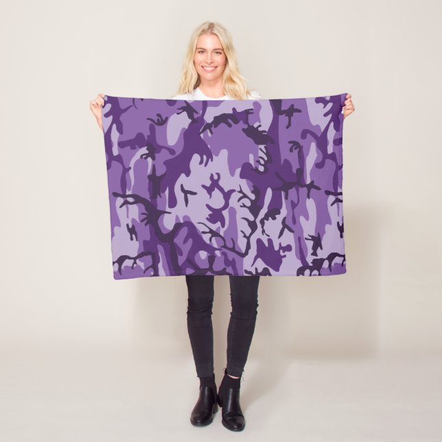 Purple Camouflage, Military, Army Fleece Blanket (In Situ)