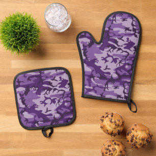 Purple Camouflage, Military, Army Oven Mitt & Pot Holder Set