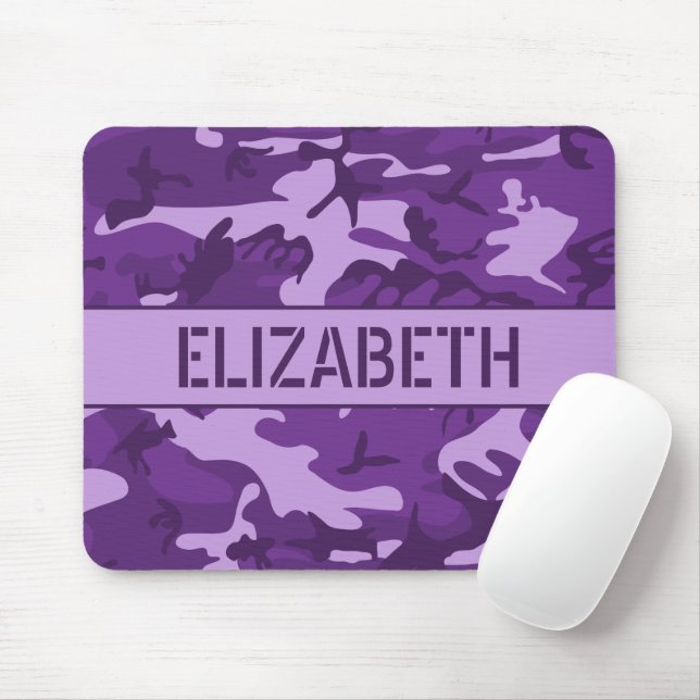 Purple Camouflage Monogrammed Mouse Mat (With Mouse)