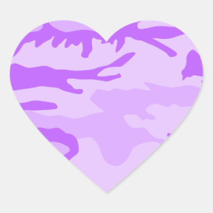 Purple Camouflage Pattern Heart Sticker