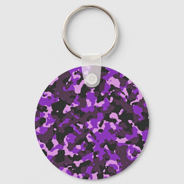 Purple camouflage pattern key ring (Front)