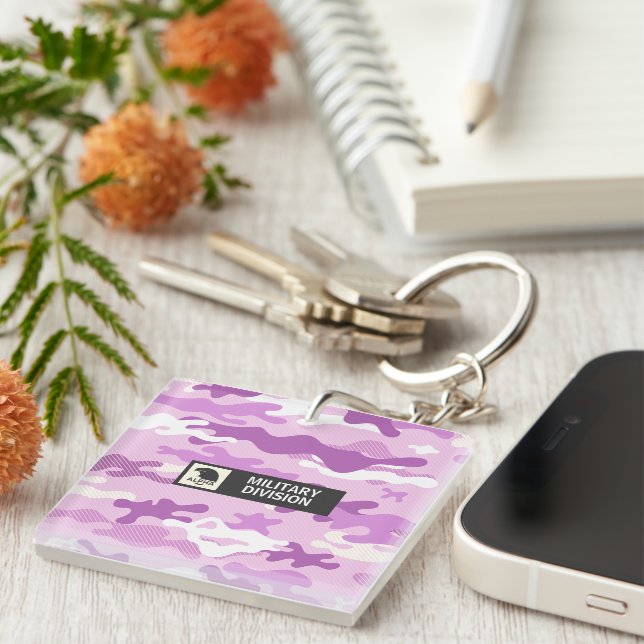 Purple Camouflage Pattern Key Ring (Front Right)