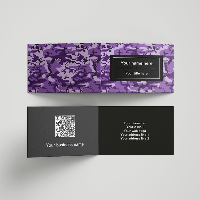 Purple Camouflage Pattern, Military, Army Business Card (Creator Uploaded)