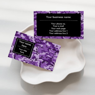 Purple Camouflage Pattern, Military, Army Business Card