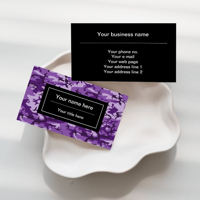 Purple Camouflage Pattern, Military, Army Business Card (Creator Uploaded)