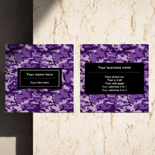 Purple Camouflage Pattern, Military, Army Square Business Card