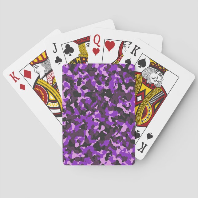 Purple camouflage pattern playing cards (Back)
