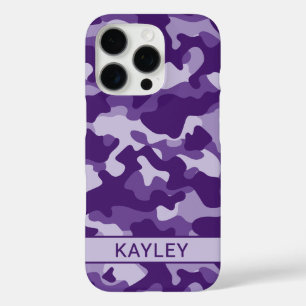 Purple Camouflage Personalised iPhone 16 Pro Case