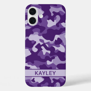 Purple Camouflage Personalised iPhone 16 Plus Case