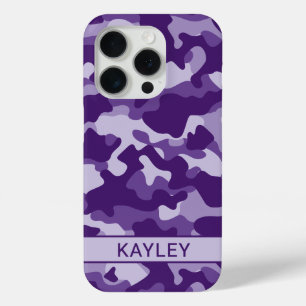 Purple Camouflage Personalised iPhone 15 Pro Case