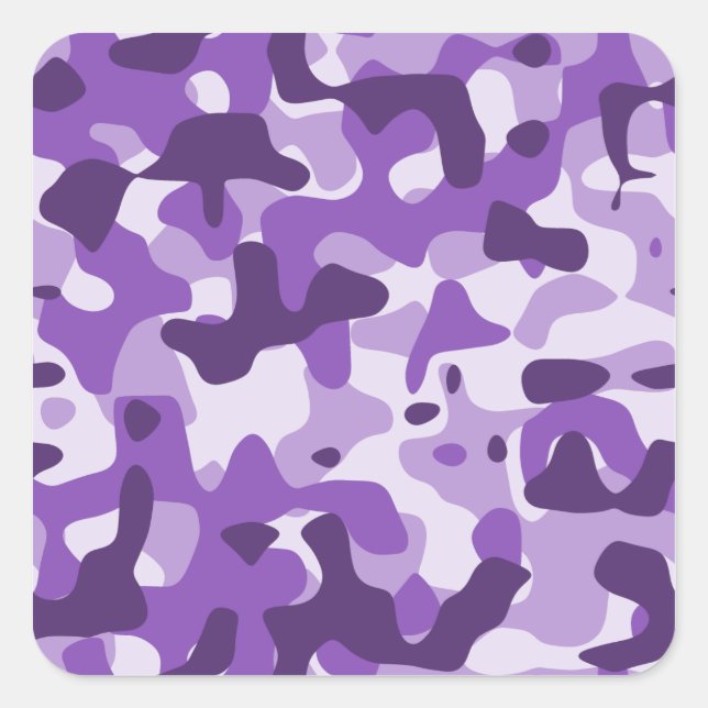 Purple Camouflage Square Sticker (Front)