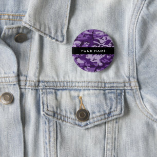Purple Camouflage Your name Personalise 6 Cm Round Badge