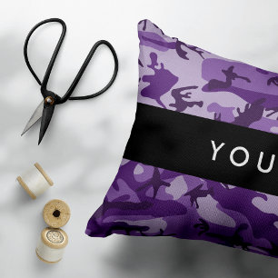 Purple Camouflage Your name Personalise Decorative Cushion