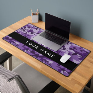 Purple Camouflage Your name Personalise Desk Mat