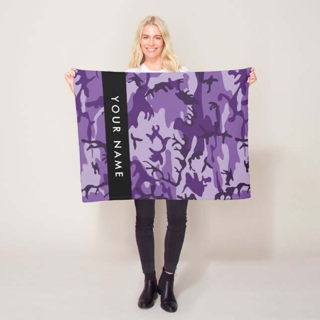 Purple Camouflage Your name Personalise Fleece Blanket (In Situ)