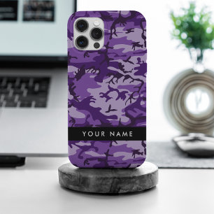 Purple Camouflage Your name Personalise iPhone 15 Pro Max Case
