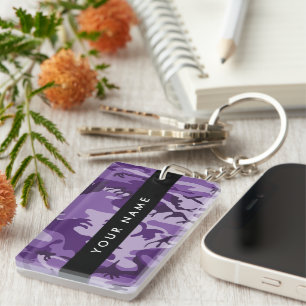 Purple Camouflage Your name Personalise Key Ring
