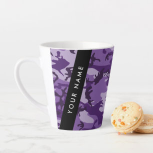 Purple Camouflage Your name Personalise Latte Mug