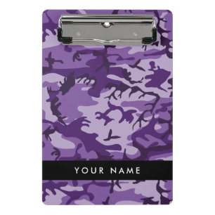 Purple Camouflage Your name Personalise Mini Clipboard