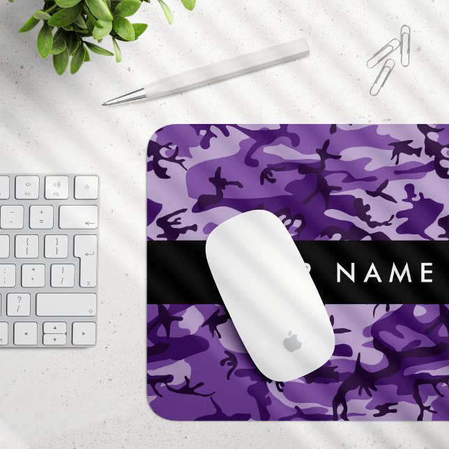 Purple Camouflage Your name Personalise Mouse Mat (Creator Uploaded)