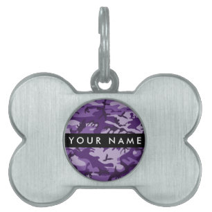 Purple Camouflage Your name Personalise Pet ID Tag